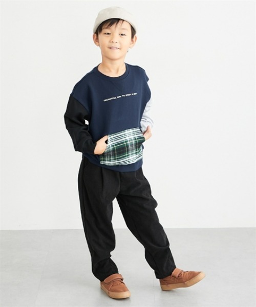 トレーナー 裏起毛 チェック柄ポケット付きトレーナー キッズ 子供服