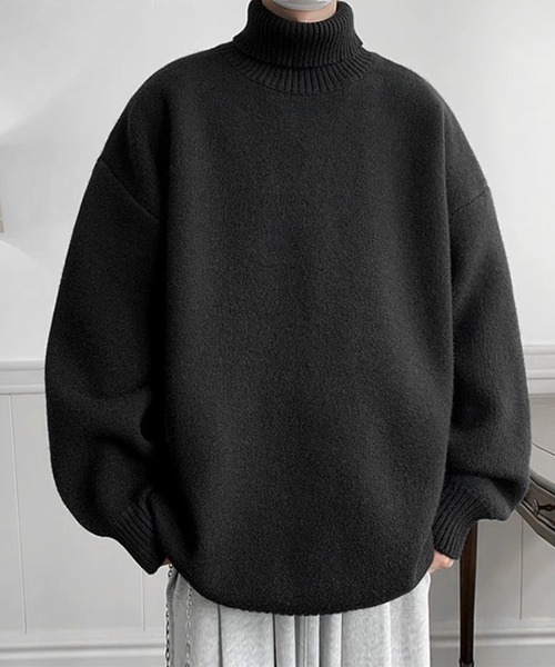 「JOHNNY WOLF」 タートルネックニット M ブラック メンズ_画像2