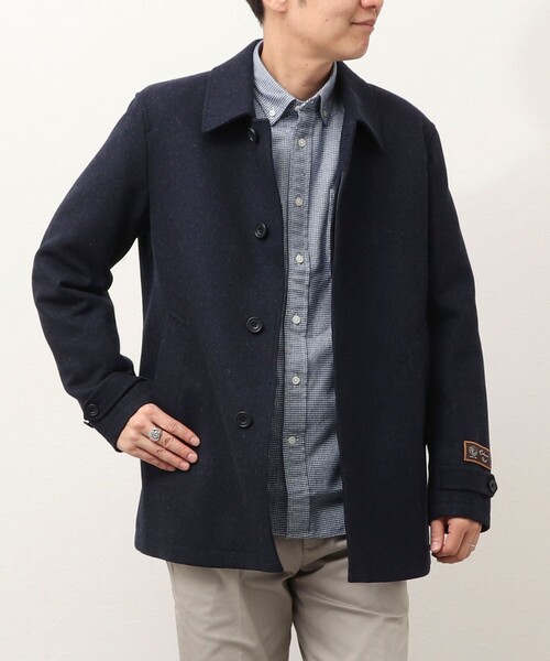 ピュアカシミヤ100% メンズハーフコート ダークグレー 94A5 DMW カシミヤコート メンズ スタンドカラーコート ハーフコート 秋冬