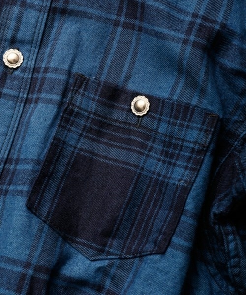 「FDMTL」 長袖ネルシャツ MEDIUM ネイビー メンズ_画像4