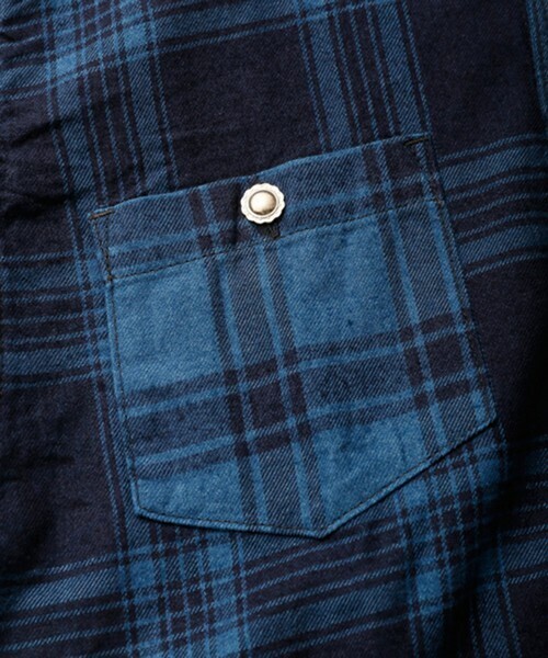 「FDMTL」 長袖ネルシャツ MEDIUM ネイビー メンズ_画像5