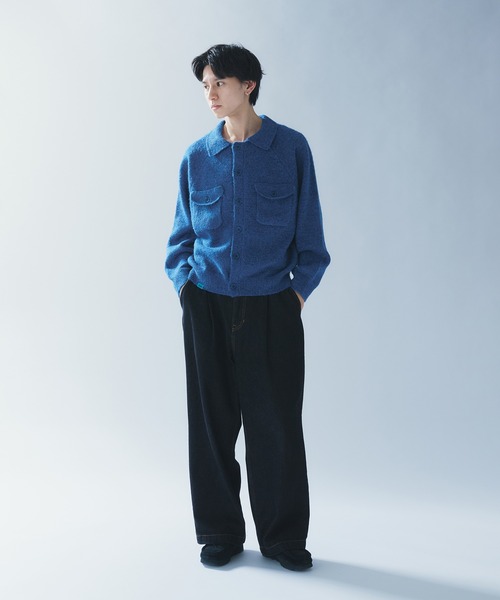 「Adoon plain」 ニットカーディガン MEDIUM ベージュ メンズ_画像9