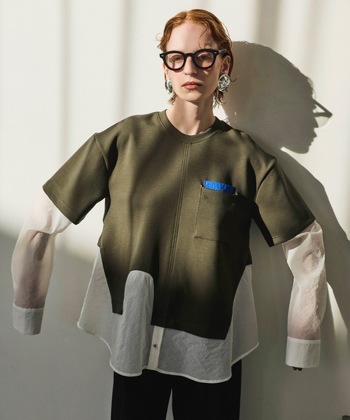 OMMO（オーエムエムオー） tシャツ SHIRT LAYERED DOCKING TOP