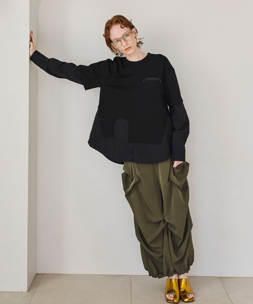 OMMO（オーエムエムオー） tシャツ SHIRT LAYERED DOCKING TOP
