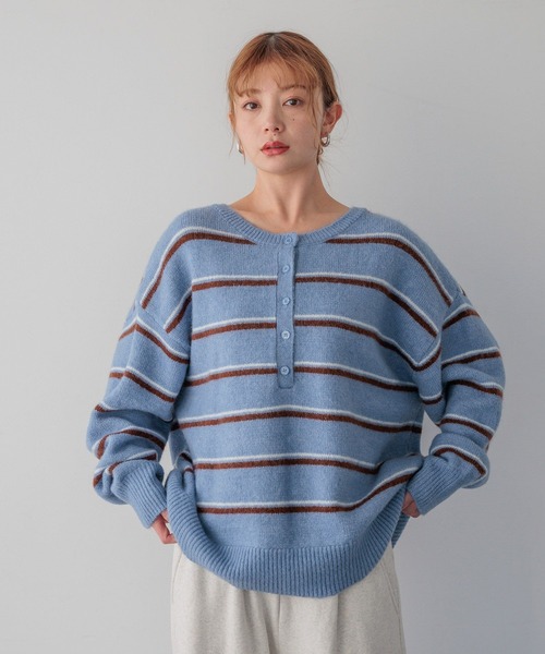 ☆完売品☆美品☆BayFlowベイフローフェザーボーダープルオーバー BAYFLOW（ベイフロー） ニット セーター 2WAYボーダーニットプル