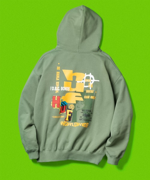 HUF（ハフ） プルオーバーパーカー X-LARGE オリーブ メンズ