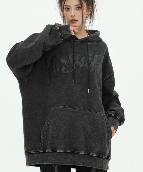 「DIAVEL」 プルオーバーパーカー M ダークグレー レディース_画像3