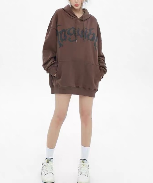 「DIAVEL」 プルオーバーパーカー M ダークグレー レディース_画像5