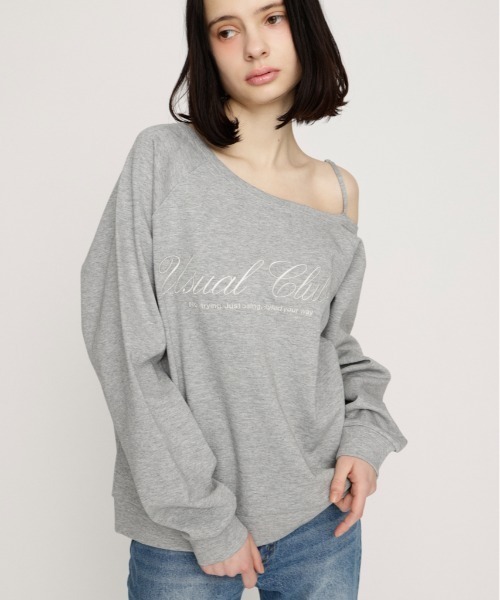 SLY（スライ） ニット セーター OFF SHOULDER LOGO TOPS オフ