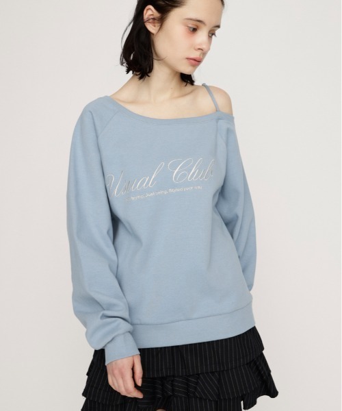 SLY（スライ） ニット セーター OFF SHOULDER LOGO TOPS オフ