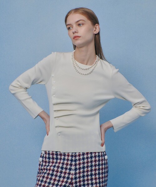 ニット セーター 「LOULOU WILLOUGHBY」ドレープアシメプルオーバー レディースの画像