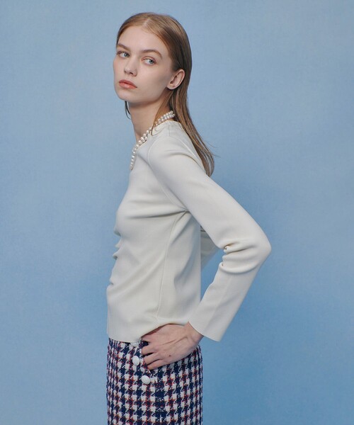 ニット セーター 「LOULOU WILLOUGHBY」ドレープアシメプルオーバー レディースの画像