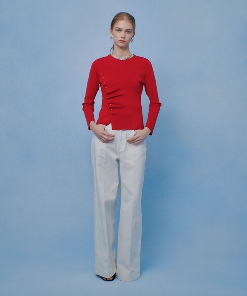 ニット セーター 「LOULOU WILLOUGHBY」ドレープアシメプルオーバー レディースの画像