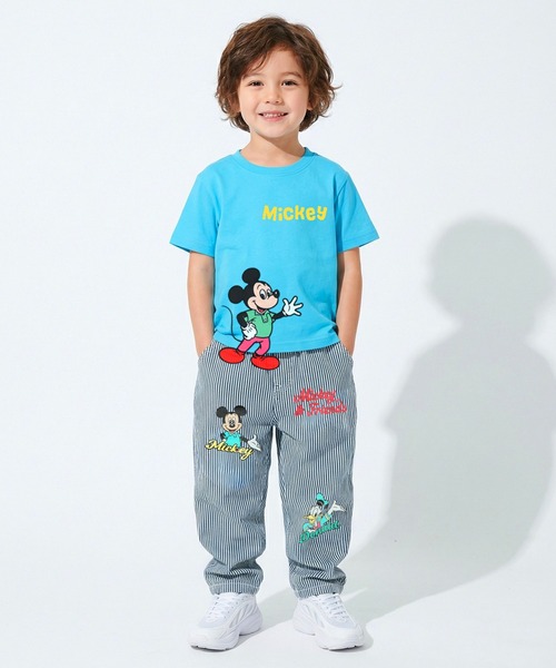 Disney（ディズニー） tシャツ 手描き風ロゴ キャラクターワッペンT