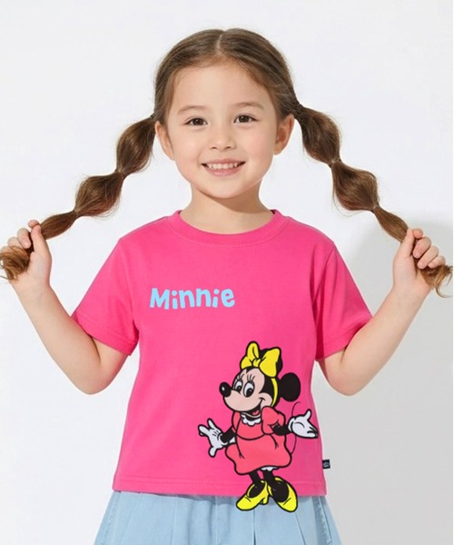 Disney（ディズニー） tシャツ 手描き風ロゴ キャラクターワッペンT