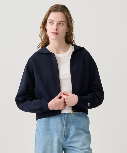 トレーナー スウェット ORCIVAL | コットン裏毛 ジップセーラー WOMEN レディース_21