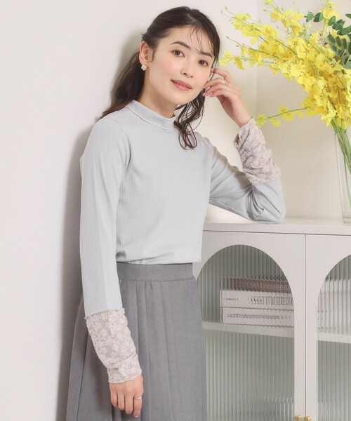 ITS'DEMO（イッツデモ） tシャツ 「手洗い可」袖シアー切替トップス