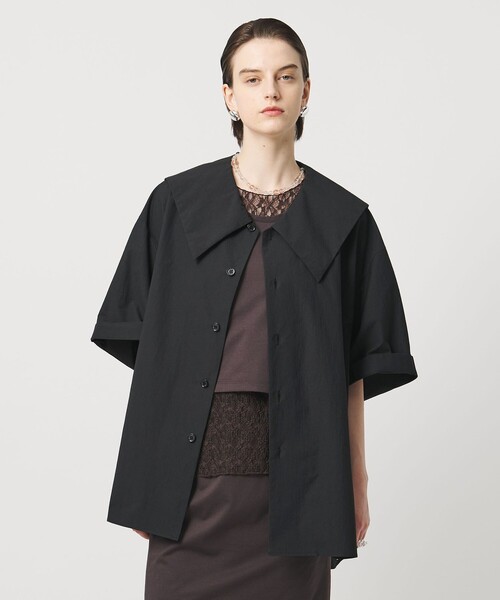 【ブラック1】UV ハーフスリーブ カラーシャツ (WOMENS) ASTRAET（アストラット） ブラウス シャツ 「ASTRAET」ハーフスリーブ