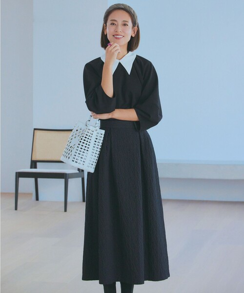 「UNFILO」 7分袖ブラウス SMALL ネイビー レディース_画像2
