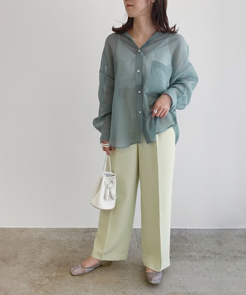 「MADEMOISELLE ROPE'」 長袖ブラウス 38 サックスブルー レディース_画像3