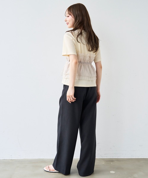 mil（ミル） tシャツ 半袖 オーガンジー ビスチェ ドッキング トップス