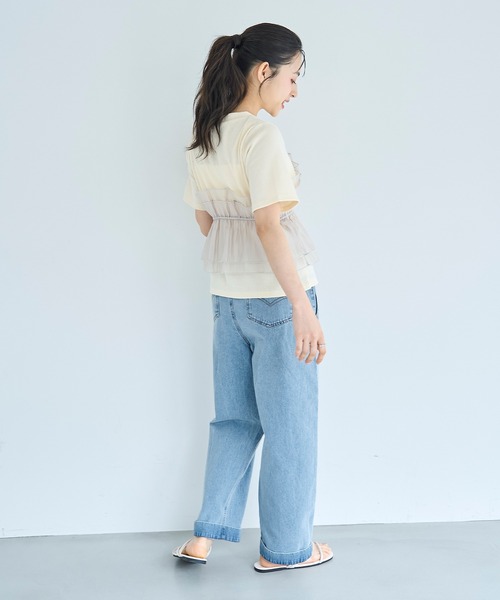 mil（ミル） tシャツ 半袖 オーガンジー ビスチェ ドッキング トップス