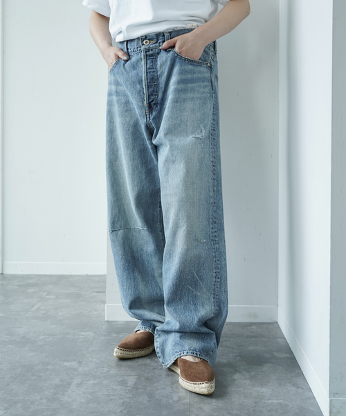 ジーンズ デニム デニムパンツ 13OZ クラッシュダメージデニム レディースの画像