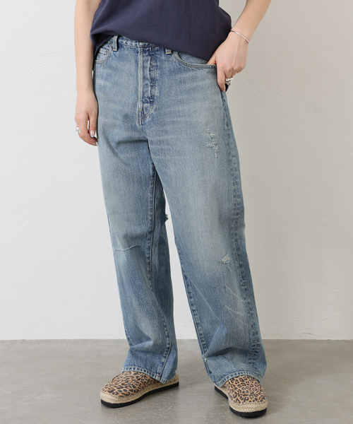 ジーンズ デニム デニムパンツ 13OZ クラッシュダメージデニム レディースの画像