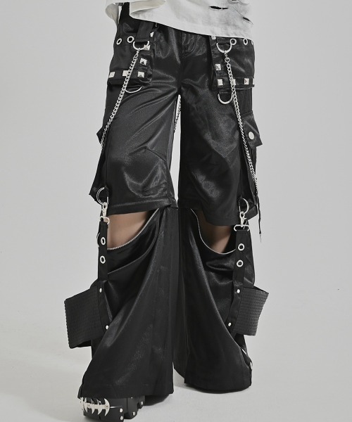 REFLEM レフレム フレアカーゴパンツ ファーポーチ付き 地雷系 y2k REFLEM（レフレム） ワイドパンツ カーゴパンツ 「REFLEM/レフレム
