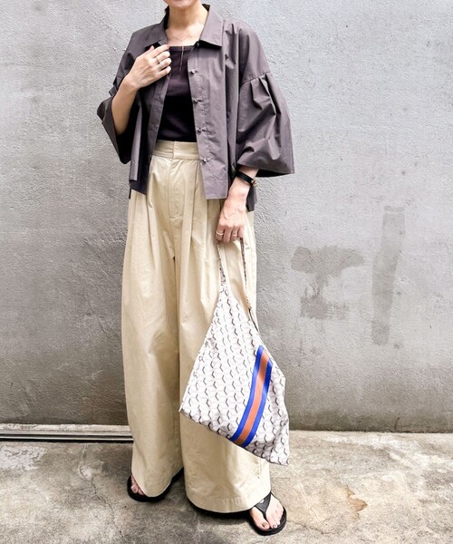 「NOLLEY'S」 半袖シャツ 38 チャコールグレー レディース_画像2