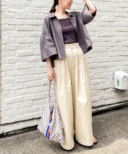 「NOLLEY'S」 半袖シャツ 38 チャコールグレー レディース_画像3