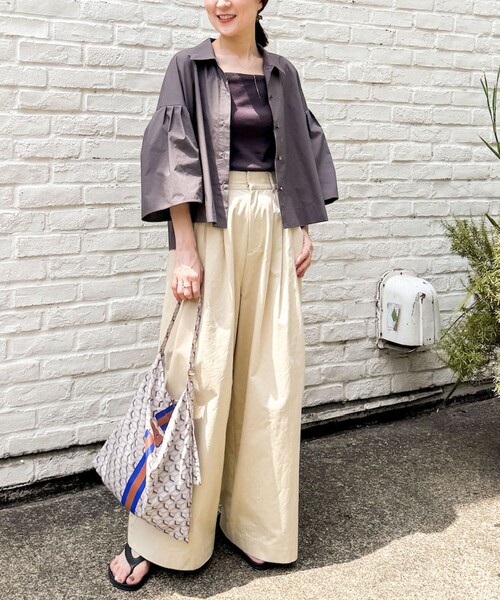 「NOLLEY'S」 半袖シャツ 38 チャコールグレー レディース_画像4