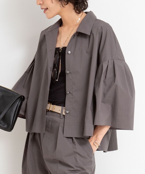 「NOLLEY'S」 半袖シャツ 38 チャコールグレー レディース_画像8