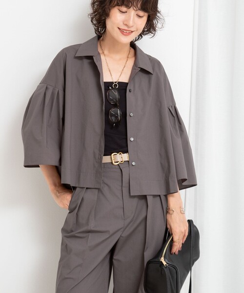 「NOLLEY'S」 半袖シャツ 38 チャコールグレー レディース_画像9