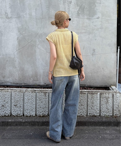 「feepur」 デニムパンツ LARGE サックスブルー レディース_画像3