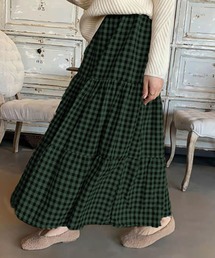 DAY CLOSET ロング スカート 大人ギンガムチェックロングティアード