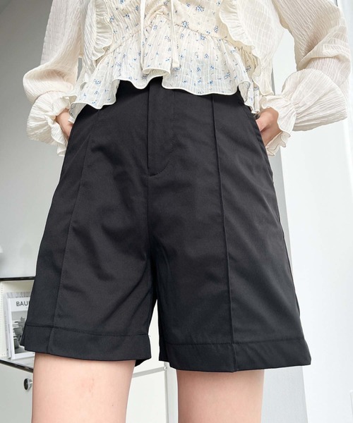 moment+ スラックス パンツ フロントタックスラックスショートパンツ