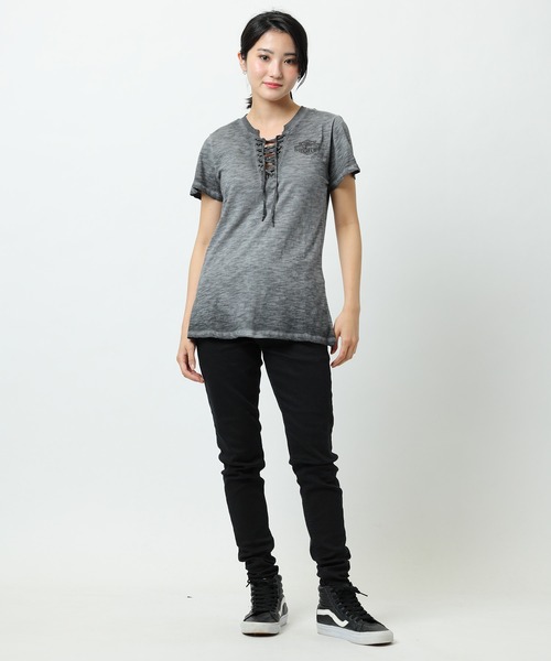 tシャツ スロットル　レースアップ　ティー レディース