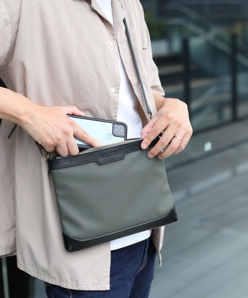 HALEINE 傷 汚れに強い サコッシュ ショルダーバッグ レディース ヌメ革 コンビ サコッシュ 傷に強い 汚れに強い 牛革 HALEINE