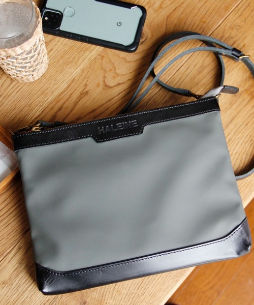 HALEINE 傷 汚れに強い サコッシュ ショルダーバッグ レディース ヌメ革 コンビ サコッシュ 傷に強い 汚れに強い 牛革 HALEINE