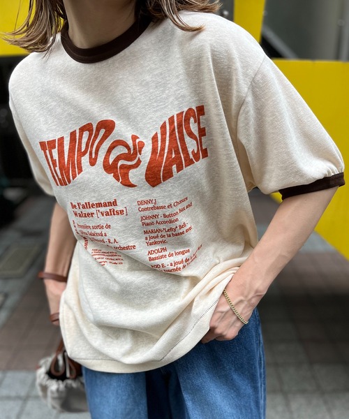 tシャツ Tシャツ リネンライクスラブ天竺 Vintageロゴ リンガーTシャツ 