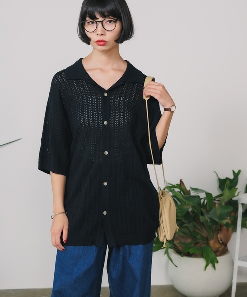 ブラウス シャツ ROLLA'S/ローラス BOWLER KNIT SHIRT ニットシャツ レディース ROLLA'S ブラウス シャツ ROLLA'S/ローラス BOWLER KNIT SHIRT