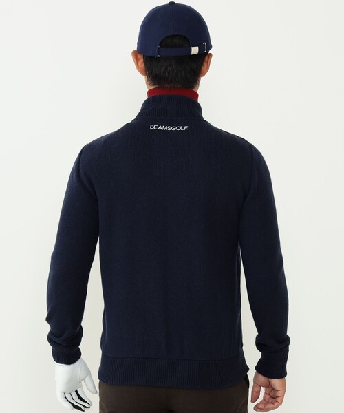 ニット 「MEN」BEAMS GOLF PURPLE LABEL / ツイードパネル ジップニットカーディガン BEAMS GOLF PURPLE LABEL ツイードパネル