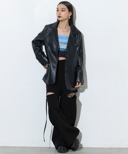 さなページです SEN TOKYO パンツ スラックス 肌見せでこなれ感。サイドスリット