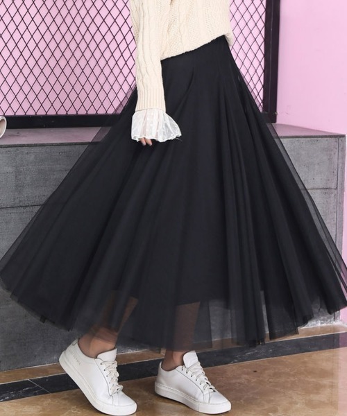 本日限定値下SueUNDERCOVER チュールロングスカート 新品未使用タグ付 SEU スカート ふわっと愛らしく。チュールロングスカート