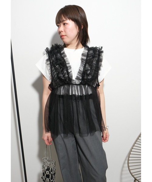 tシャツ チュールキャミセットトップス レディース palm RICHE tシャツ チュールキャミセットTOPS レディース