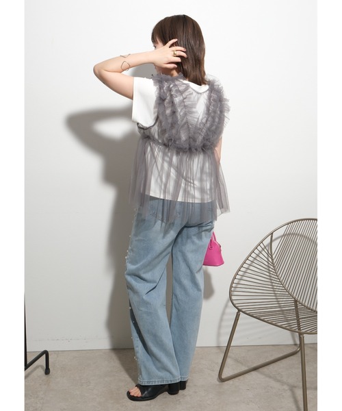 tシャツ チュールキャミセットトップス レディース palm RICHE tシャツ チュールキャミセットTOPS レディース