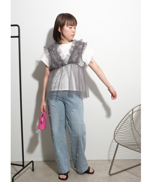 tシャツ Ｔシャツ×チュールキャミセット レディース Chico tシャツ マルチウェイチュールキャミセットT レディース