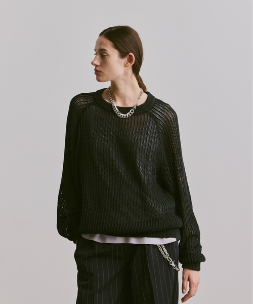 SOERTE ルーズコットンリネンメッシュニット　サイズ2 loose cotton linen mesh knit/ルーズコットンリネンメッシュ
