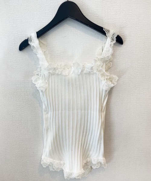 タンクトップ ノースリーブ Washedフリルタンク レディース h104d4463.jpg